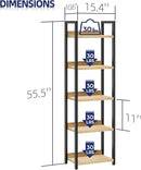 NUMENN Narrow Bookshelf, 5 Tier Bookshelves, Home Office Bookcase Shelf Storage Organizer, Free Standing Storage Shelving Unit for Bedroom, Living Room and Home Office, Natural by CozyNest Decor