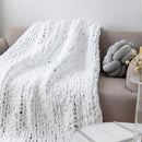 Chunky Knit Blanket Throw 40"×40", Hand Knitted Warm Chenille Throw Blanket, Home Decor Soft Thick Yarn Cable Knit Blanket, Soft Breathable Fleece Banket Christmas for Couch Bed Sofa Best Gift (White) by CozyNest Decor