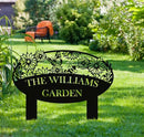 Custom Metal Garden Sign, Flower Sign with Stakes, Personalized Garden Decor for Outside, Garden Family Name Sign, Outdoor Steel Yard Sign, Large Patio Garden Sign Art, Housewarming Gift by CozyNest Decor