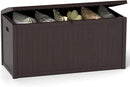 Outdoor Storage Box, 120 Gallon Deck Box Indoor and Outdoor Use, Waterproof Resin Storage Bin for Patio Cushions, Gardening Tools, Lockable, UV Resistant, Brown by GreenHaven Gardens