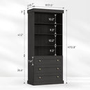 Vyre 71" Tall Farmhouse Bookshelves with Drawers, Set of 3 – Large Modular Bookcase with Adjustable Shelves, Storage Cabinet for Living Room, Kitchen, Home Office, Black by CozyNest Decor