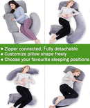 AS AWESLING 60in Full Body Pillow | Nursing, Maternity and Pregnancy Pillow | Extra Large U Shape Pillows with Detachable Side, Separate Support Pillow and Removable Cover (Velvet and Jersey Grey) by TinyTreasures Baby Boutique