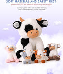 5 Pieces Cow Stuffed Animals for Boys Girls, 1 Mommy Cow with 4 Babies Soft Plush Toy Set Gifts for Kids Children 3 4 5 6 7 8 9 Years, Christmas, Birthday, Party Decorations by TinyTreasures Baby Boutique
