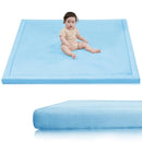 Baby Play Mat for Floor,1.3" Thick Elasti-Foam 50x50 Playpen Mat for Toddlers Infant kids,Water-Repellent Soft Coral Velvet for Tummy Time,Non-Slip Backing for Crawling,Tatami Style(Light Blue) by TinyTreasures Baby Boutique