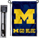 College Flags & Banners Co. Michigan Team University Wolverines Go Blue Garden Flag with Stand Holder by GreenHaven Gardens
