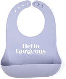 Baby Bib for Eating by Bella Tunno, Waterproof Silicone Bib with Large Food Catcher, Adjustable Fit for Babies 4-12 months & Toddlers 1-3 Years, Boys & Girls, Hello Gorgeous by TinyTreasures Baby Boutique