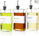 Olive Oil Dispenser Bottle for Kitchen, 3 Pack Glass Oil and Vinegar Dispenser Set, Elegant Book Design, Durable, Leak-Proof, Easy-Pour Spouts, Perfect for Kitchen, Dining Table (17oz) by CozyNest Decor