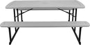 OEF Furnishings Heavy Duty Blow Molded Folding Picnic Table- Light Speckled Grey, Black Frame by GreenHaven Gardens
