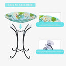 VCUTEKA 18" Outdoor Glass Birdbath with Sturdy Metal Stand for Lawn, Yard, or Garden Decor Bird Lovers Gift, Hummingbird Bird Bath Detachable, 22" Height by GreenHaven Gardens