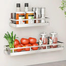 SUS304 Stainless steel Wall Mount Spice Rack Storage Basket - Seasoning Container, Kitchen Spice Organizer -Kitchen Seasoning Hanging Rack - Bathroom Shelf (Silver) by CozyNest Decor