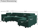 Belffin Modular Sectional Couch U Shaped Sofa with Storage Seat Reversible Sectional Sofa Couch with Chaise Velvet Green by CozyNest Decor
