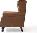 UIXE Faux Leather Accent Chairs Set of 2, High Back Upholstered Armchair for Living Room, Wingback Tufted Arm Chair Comfy Single Sofa Bedroom Reading Seat with Solid Wood Legs - Brown by CozyNest Decor
