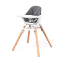 Baby High Chair, Highchair for Baby & Toddler, Easy Clean Infant Highchair, 6 in 1 Feeding High Chair with Removable Double Tray and Waterproof PU Cushion, Wooden Legs, Grey by TinyTreasures Baby Boutique