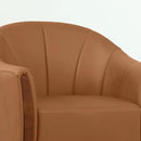 360° Swivel Accent Chair, Modern Leather Barrel Club Chair with Leather Upholstery and Sturdy Wood Base, Comfortable Armchair for Living Room, Bedroom, Reading Nook, Brown by CozyNest Decor