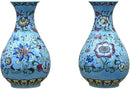 Set of Two Handmade Chinese Blue & White Porcelain Wall Mounted Vases – Chinoiserie Ceramic Flower Vase for Indoor Home Décor, Wall Hanging Vases for Living Room & Bookshelf by CozyNest Decor