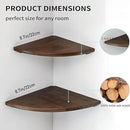 Corner Shelves, Floating Corner Shelf, Set of 2 Solid Oak Wood Wall Shelves, Round End Wall Mount with Wire Hole Shelving for Small Plant for Bedroom Kitchen, Living Room Walnut 8.7” by CozyNest Decor