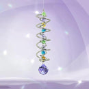 FONMY Gazing Ball Spiral Tail -Decorative Wind Spinner Sun Catcher Rainbow Maker Double-Spiral W/Purple Crystal Ball and Chain Crystals for Indoor Outdoor Garden Decoration -14 inch Height by GreenHaven Gardens