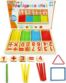 Umbresen Montessori Toys Math Educational Toy - Wooden Intelligence Sticks Number Cards and Counting Rods with Box by TinyTreasures Baby Boutique