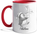 Personalized Penguin Accent Coffee Cup With Name, Cute Penguins Ceramic Mug Gift For Granddaughter Grandson Birthday, Customized Name Penguin White Coffee Mug 11 15 Oz, Novelty Penguins Lover Teacup by TinyTreasures Baby Boutique