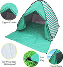 Pop Up Beach Tent Shade Sun Shelter UPF 50+ Canopy Cabana 2-3 Person for Adults Baby Kids Outdoor Activities Camping Fishing Hiking Picnic Touring (Lake Green Stripes) by TinyTreasures Baby Boutique