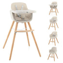 BABY JOY Convertible Baby High Chair, 3 in 1 Wooden Highchair/Booster/Chair with Removable Tray, Adjustable Legs, 5-Point Harness, PU Cushion and Footrest for Baby, Infants, Toddlers (Beige) by TinyTreasures Baby Boutique