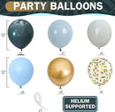 Dusty Blue Balloons 12 Inch Pastel Fog Blue Slate White Sand Metallic Gold Confetti Party Balloons Light Baby Blue White Gold Latex Balloon for Boy Baby Shower Birthday Wedding Party Decoration by CozyNest Decor