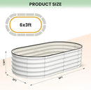 2 Pcs 6x3x1.5ft Oval Raised Garden Bed, Galvanized Raised Beds,Open-Ended Base Metal Raised Planter Beds,Garden Bed Outdoor,Planter Raised Boxes for Vegetables, Flowers,Tool-Free Asse,White by CozyNest Decor