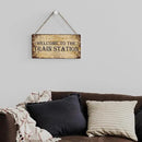 SENJIAN Rustic Train Station Wood Decor Sign, Retro Welcome to the Train Station Printed Wood Sign Wall Art, Hanging Door Sign, Decorative Wood Sign Home Decor 12" x 6" by CozyNest Decor