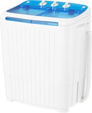 Pataku Portable Washing Machine, Compact Twin Tub Mini Washing Machine, 17.6 LBS Washer and Dryer Combo with Soaking Function, Semi-Automatic for Apartment, Dorms, RVs, Camping (White & Blue) by CozyNest Decor