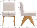 Mid Century Modern Farmhouse Dining Chairs Set of 2, Upholstered Armless Kitchen Chairs with Back and Wooden Legs, Linen Beige by CozyNest Decor