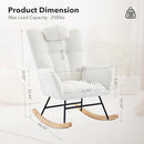 Nursery Rocking Chair,300Lb Glider Chair with Wood Legs/Two Side Pockets,Teddy Upholstered Glider Rocker with Padded Seat High Backrest for Living Room/Bedroom/Nursery by TinyTreasures Baby Boutique