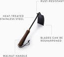 Barebones Square Hand Hoe - Garden Hoe for Weeding with a Long Handle - Japanese Gardening Tool, Sickle Garden Tool (Black/Walnut) by GreenHaven Gardens