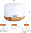 WGGE Essential Oil Diffuser, 500ml Premium Ultrasonic Vaporizer Aromatherapy Diffuser with 7 Color Changing, Timer, and Waterless Auto-Off with Remote Control. by TinyTreasures Baby Boutique
