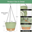 QCQHDU 2 Pack 10 inch Hanging Planters for Indoor Plants, Outdoor Hanging Baskets, Self Watering Pots with Drainage Holes & Removable Tray (Green, 10 inch) by GreenHaven Gardens