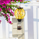 Hot Air Balloon Solar Lanterns with Flickering Flame Light,Glass Hanging Solar Lanterns Outdoor Waterproof Hot Air Balloon Light for Patio Yard Garden Decor Mother Day Gifts for Women(Yellow) by GreenHaven Gardens