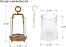 3'3" Wide Modern Metal Hurricane Lantern with Handmade Sturdy Glass Sleeve in Brass for Tealight Candle & Plants, Farmhouse Hurricane Industrial, Minimalistic, Shabby Chic (1, Brass, 3.3"x5.2") by CozyNest Decor