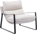 DUOMAY Mid-Century Accent Chair Armchair, Comfy Linen Fabric Leisure Chair Lazy Chair with Metal Leg for Living Room Bedroom Office Apartment, White by CozyNest Decor