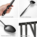 304 Stainlss Steel Matte Kitchen Utensils Set, 12 Pcs Long Metal Cooking Utensil Gadgets Tools Set with Spatula, Ladle, Spoon, Ladle, Skimmer, Tunner, Pasta Server, Tongs(Black, Dishwasher Safe) by CozyNest Decor