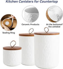 Kitchen Canisters for Countertop, Ceramic Coffee Canisters with Airtight Lids Food Storage Jars Sugar Container for Kitchen Counter Tea, Coffee Beans, Spice (