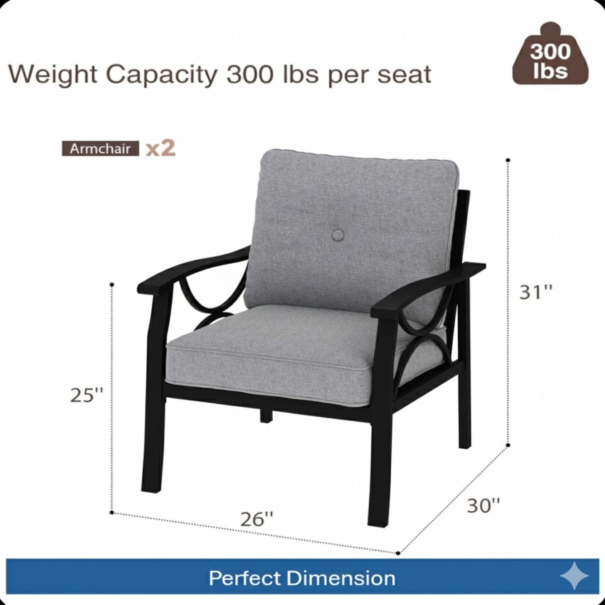 All-Weather Armchairs With Cushions, Modern Sculptural Design (Set of 2), photo 14 of 22