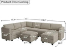 Belffin Modular Sectional Sofa with Storage Seat Oversized U Shaped Couch with Reversible Chaise Sofa Set with Ottoman Velvet Grey by CozyNest Decor