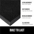 GORILLA GRIP 100% Waterproof All-Season WeatherMax Doormat US Designed Natural Rubber, Stain and Fade Resistant, Low Profile Indoor Outdoor Door Mats, Easy Clean Patio Mat, 23x35, Black Diamond by CozyNest Decor