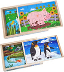 OLYDAUS Wooden Jigsaw Puzzles - Farm and Wild Animals - Set of 8 Puzzles - Preschool Kids and Toddlers Age 3 4 5 by TinyTreasures Baby Boutique