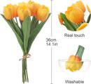 Orange Artificial Tulips, 2 Bundles 14Pcs, Fake Tulips Artificial Flowers, 2 x 2.4 Inch Large Flower Head Big Tulip, Easter Valentine's Day Mother's Day Home Decoration Flowers by CozyNest Decor