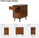 HULALA HOME End Table with Drawer Set of, Modern End Table with USB Ports and Outlets, Wooden Side Table with Storage-Acorn by CozyNest Decor