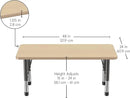 FDP Rectangle Activity School and Kids Classroom Table (24 x 48 inch), Toddler Legs, Adjustable Height 15-24 inches - Maple Top and Maple Edge by CozyNest Decor