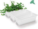 GROWNEER 3 Packs 17 Inches White Flower Window Box Plastic Vegetable Planters Long Pots with 15 Pcs Plant Labels for Outdoor Indoor Windowsill Patio Garden Home Decor Porch by GreenHaven Gardens