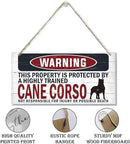 Warning Sign, Cane Corso Warning Wood Plaque Sign, Funny Door Signs, Decorative Wood Hanging Suspension Plaque, Farmhouse Wooden Wall Decor, Outdoor Hanging Wooden Signs by CozyNest Decor