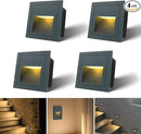 4pcs/3W Wall Recessed Stair Lights LED,Warm White,Indoor Step Light,Square Recessed Wall Light,Grey Cover Staircase Light IP20 for Indoor Stairs, Home, Kitchen, Attic, Aisle by GreenHaven Gardens
