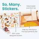 Fashion Sticker Book Activity for Kids, All The Different Rooms by Cupkin, Toddler Airplane Travel Essentials, 500+ Stickers for Kids 12 Scenes + Coloring Book Pages, Child's Gift, Crafts Ages 2-8 by TinyTreasures Baby Boutique